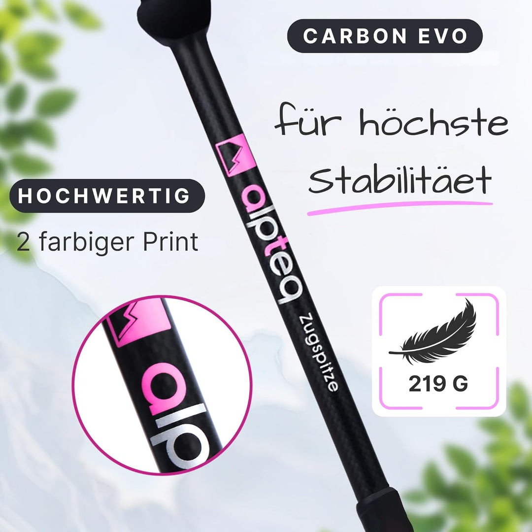 Alpteq Carbon Wanderstöcke Teleskop – Ultraleichte Trekkingstöcke Kohlenstofffaser & Aluminium für D