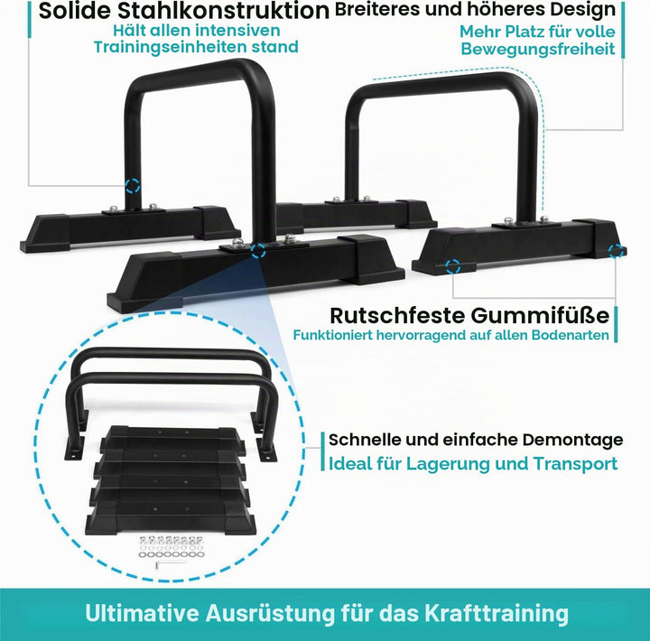 Yes4All Liegestützgriffe, Holz/Stahl Parallettes, Grosser Push Up Bar & Dip Barren, Rutschfeste Lieg