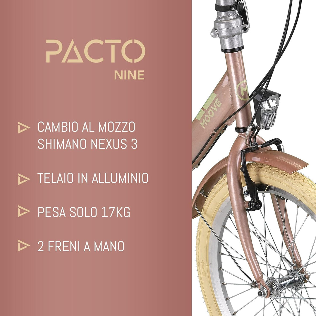 PACTO Nine - Hollandrad Komfortables Klappfahrrad 27cm Stahlrahmen Bike 20 Zoll Bicycle Shimano Nexu