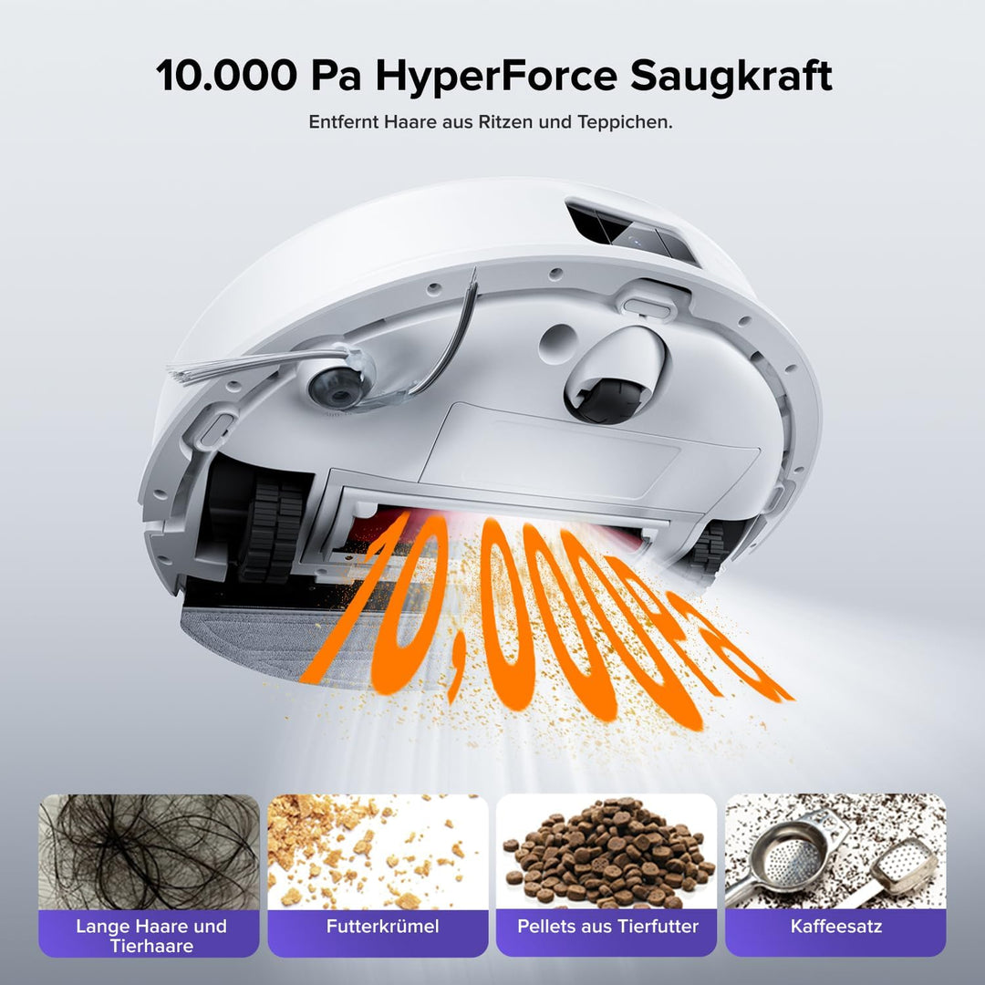 roborock Q10 S5+ Set Saugroboter mit Wischfunktion, 10.000 Pa HyperForce Saugkraft, Dual Anti-Tangle