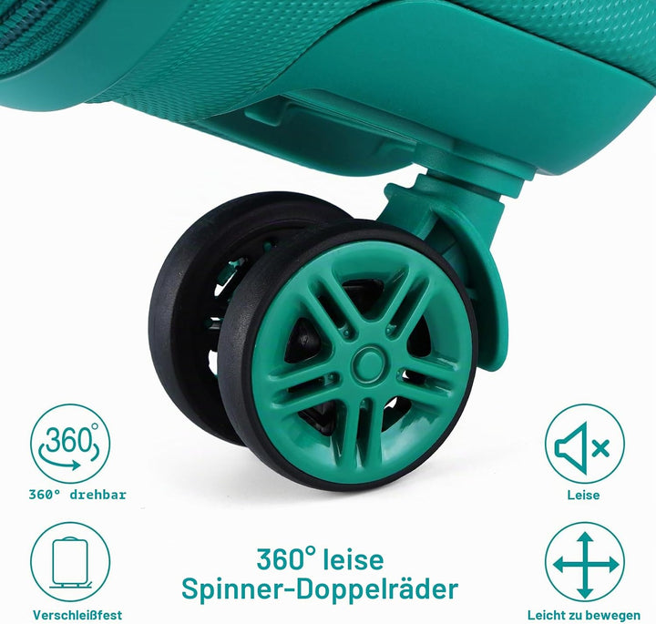 Kono ABS Kabinenkoffer, Hartschale, leicht, 55 cm, Handgepäck mit TSA-Schloss 38 l Türkis, Türkis