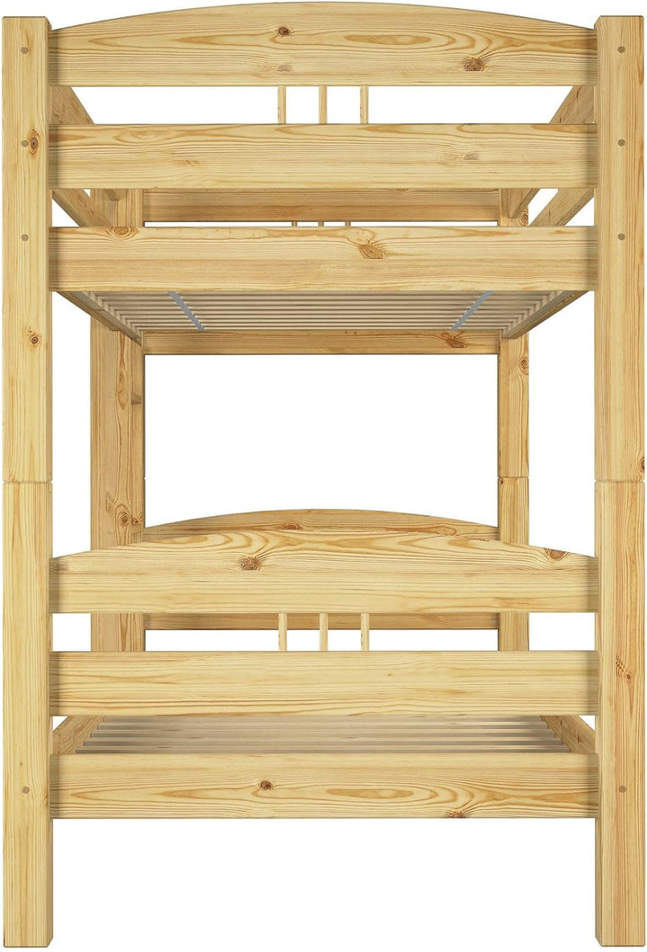 Erst-Holz® Kinder Etagenbett Kiefer Massivholz Stockbett 90x200 Hochbett Rollroste Bettkasten 60.10-