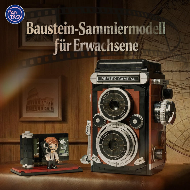 PANTASY Retro Kamera Klemmbaustein-Set für Erwachsene, Klassische Twin-Lens-Reflex Kamera Modell mit