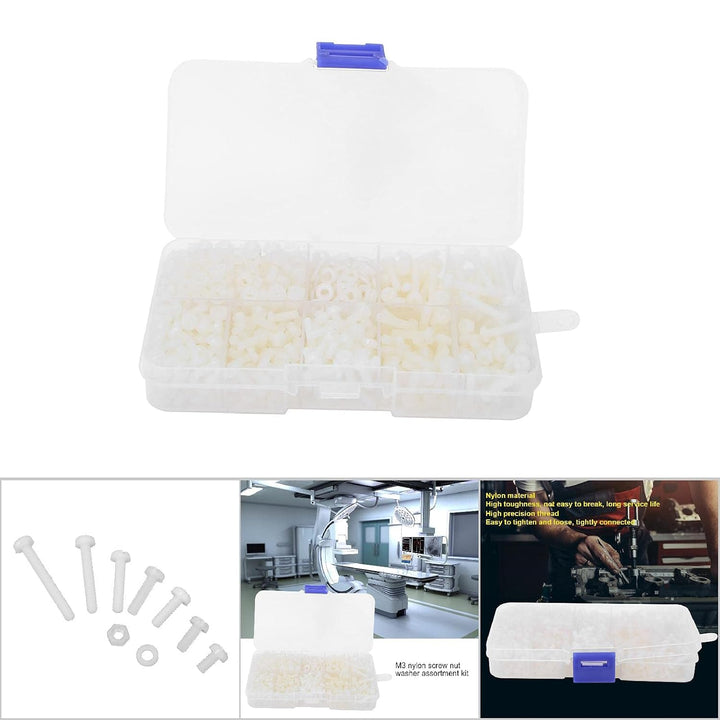 Nylon Schraube Mutter, 800 Stück M3 Nylon Schraube Mutter Set Unterlegscheibe Kombinationssatz Befes