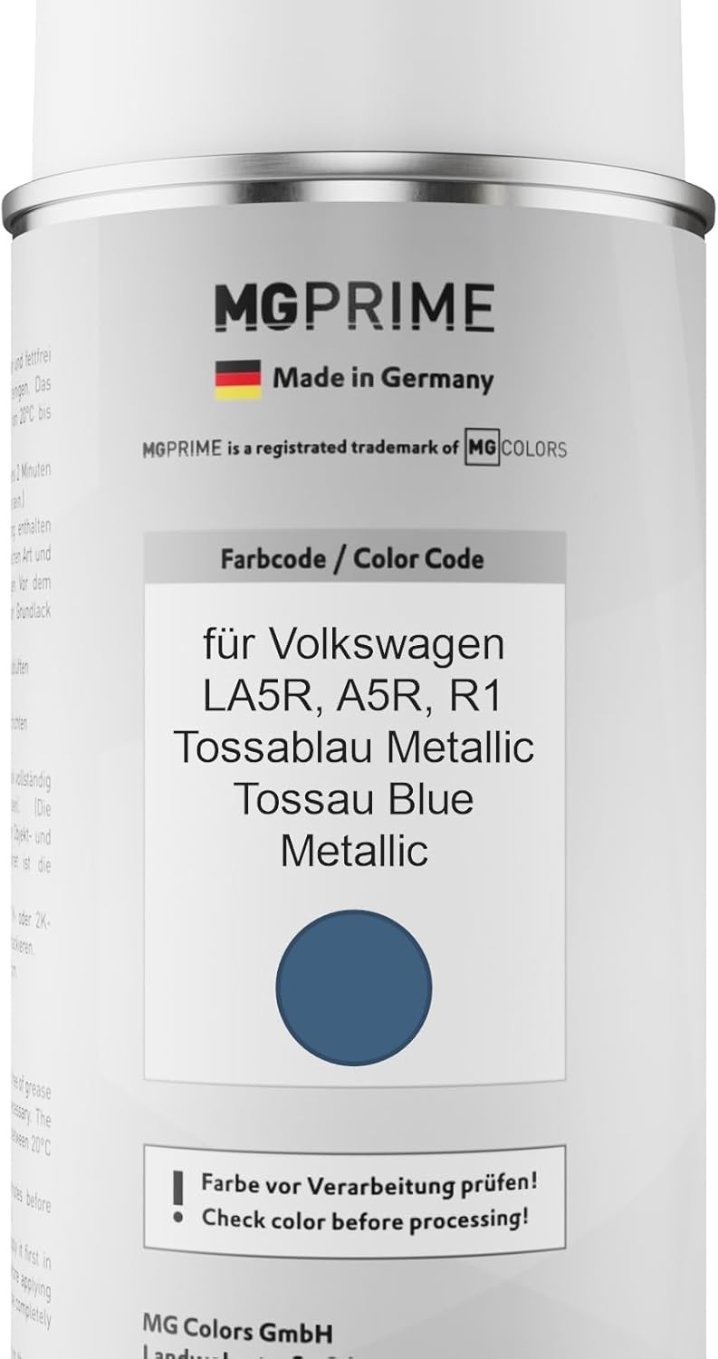 MG PRIME Autolack Sprühdosen Set für Volkswagen VW LA5R / A5R / R1 Tossablau Metallic/Tossau Blue Me