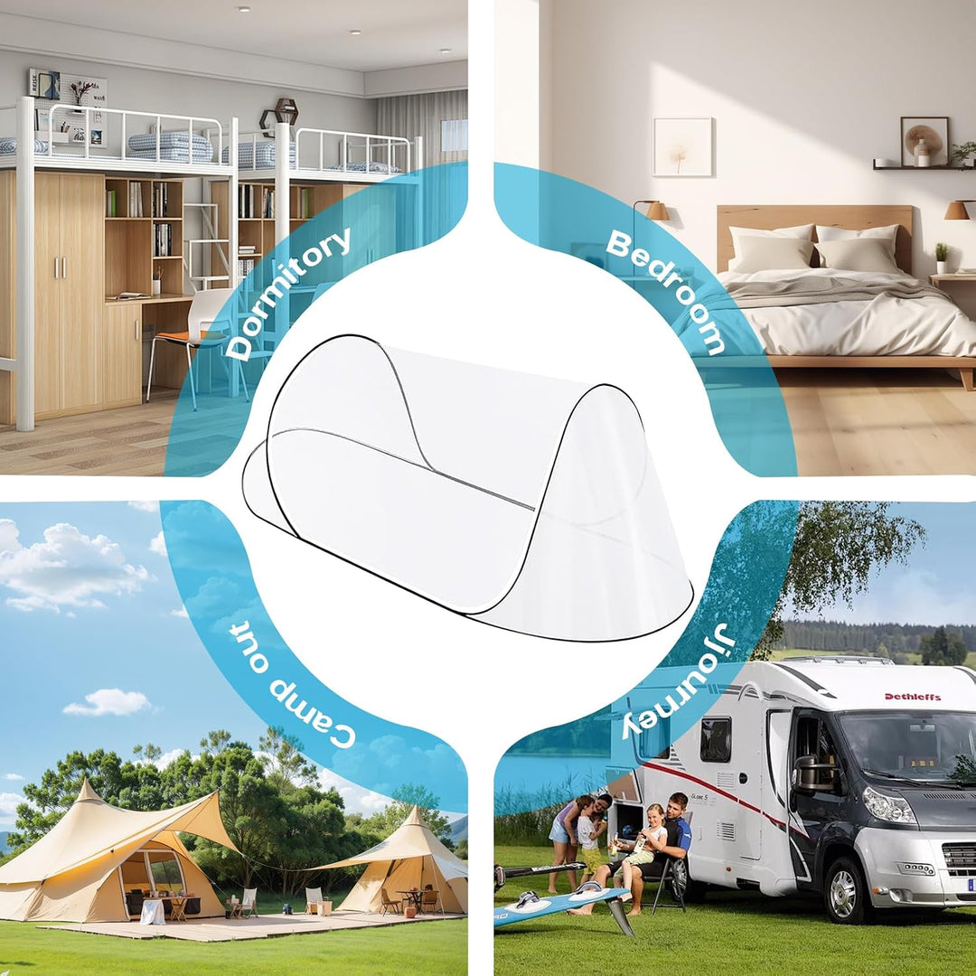 BORDEAG Moskitonetz Reise Pop Up, Faltbares Moskitonetz Für Den Kopf, Für Bettwäsche, Camping, Reise