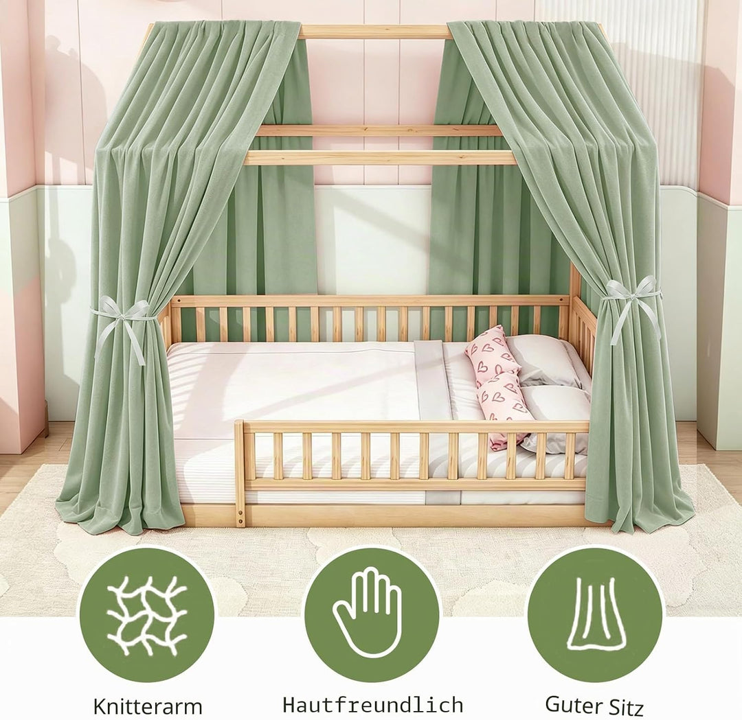 MeYuxg Hausbett Himmel Set, 2 Stück Betthimmel Hausbett Musselin, Kinderbett Baldachin Stoffhimmel f