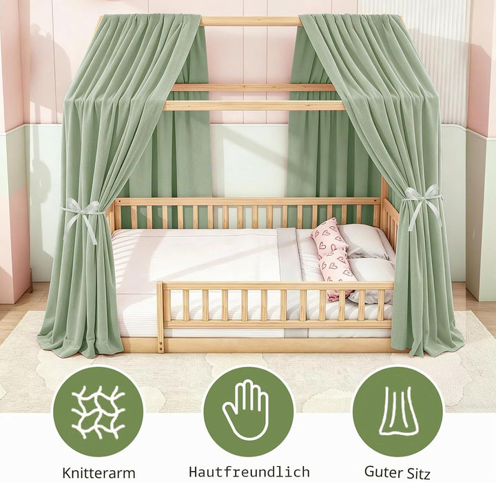 MeYuxg Hausbett Himmel Set, 2 Stück Betthimmel Hausbett Musselin, Kinderbett Baldachin Stoffhimmel f