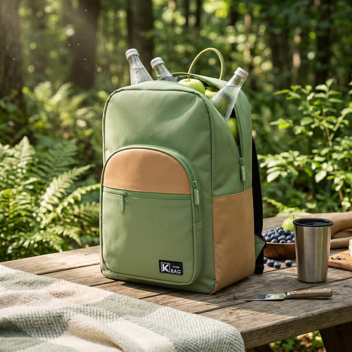 KASANOVA Thermo-Rucksack mit Taschen, grün, 30 x 19 x 44 cm