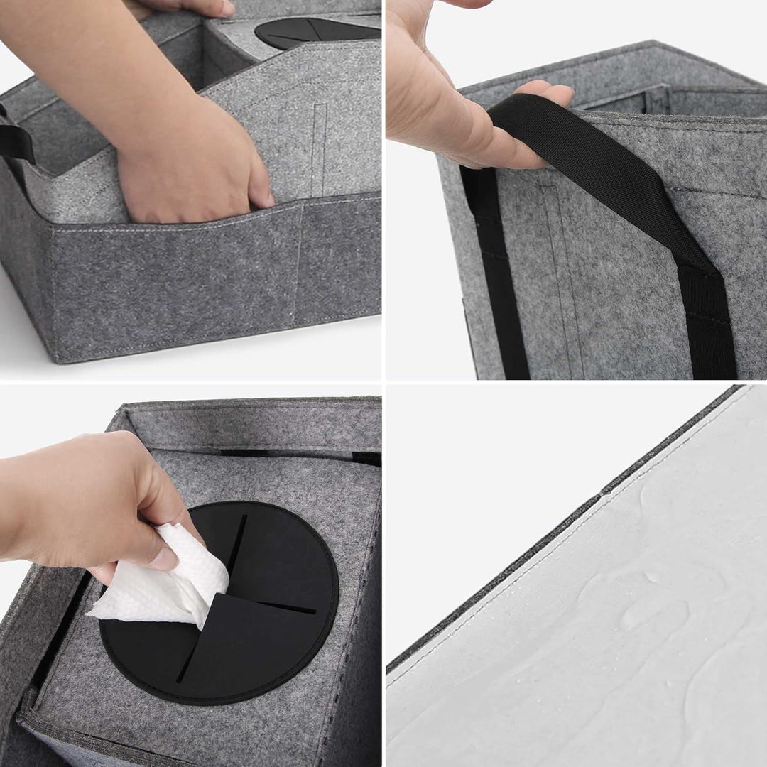 Lucky Sign Auto Mülleimer mit Deckel & Autositz Organizer Rücksitz 2 in 1, Faltbar Abfalltasche Trag