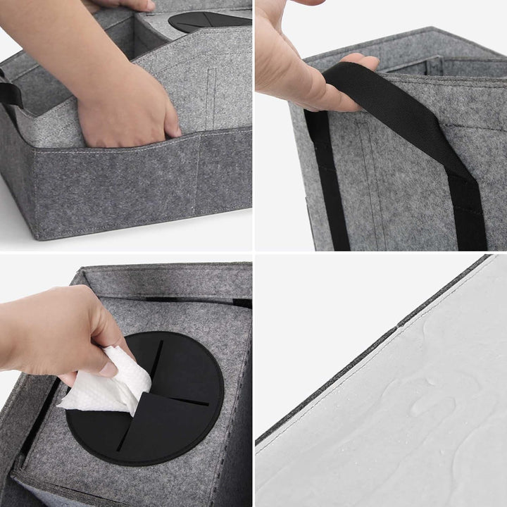Lucky Sign Auto Mülleimer mit Deckel & Autositz Organizer Rücksitz 2 in 1, Faltbar Abfalltasche Trag