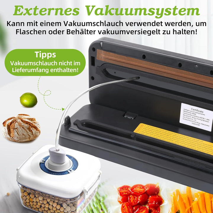 Vakuumiergerät für Trockene und Feuchte Lebensmittel: Vakuumierer 5 in 1 mit 50 Vakuumierbeutel, Vak