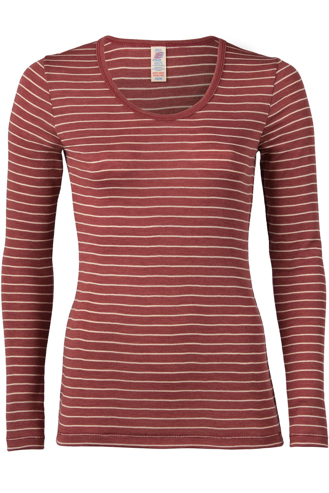 Engel Natur, Damen Merino Ringel Shirt, 70% Wolle (KbT), 30% Seide 34-36 Kupfer / Natur, 34-36 Kupfe