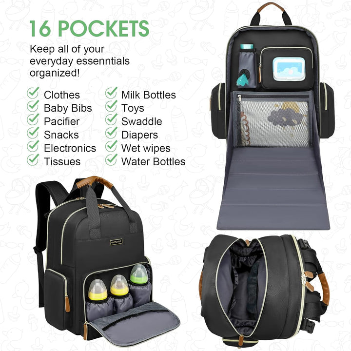 WITSTEP Diaper Bag Backpack with Changing Station, Baby Diaper Bag Organizer for Moms Dads Large Bab