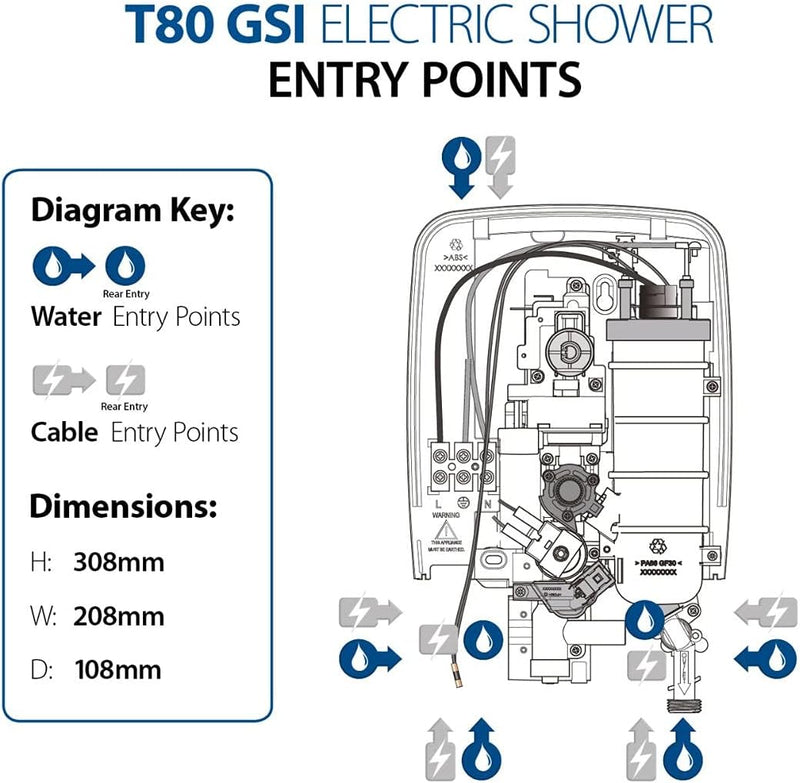 Triton T80gsi Elektrische Dusche, SFX8001GSI 10.5 kW, 10.5 kW