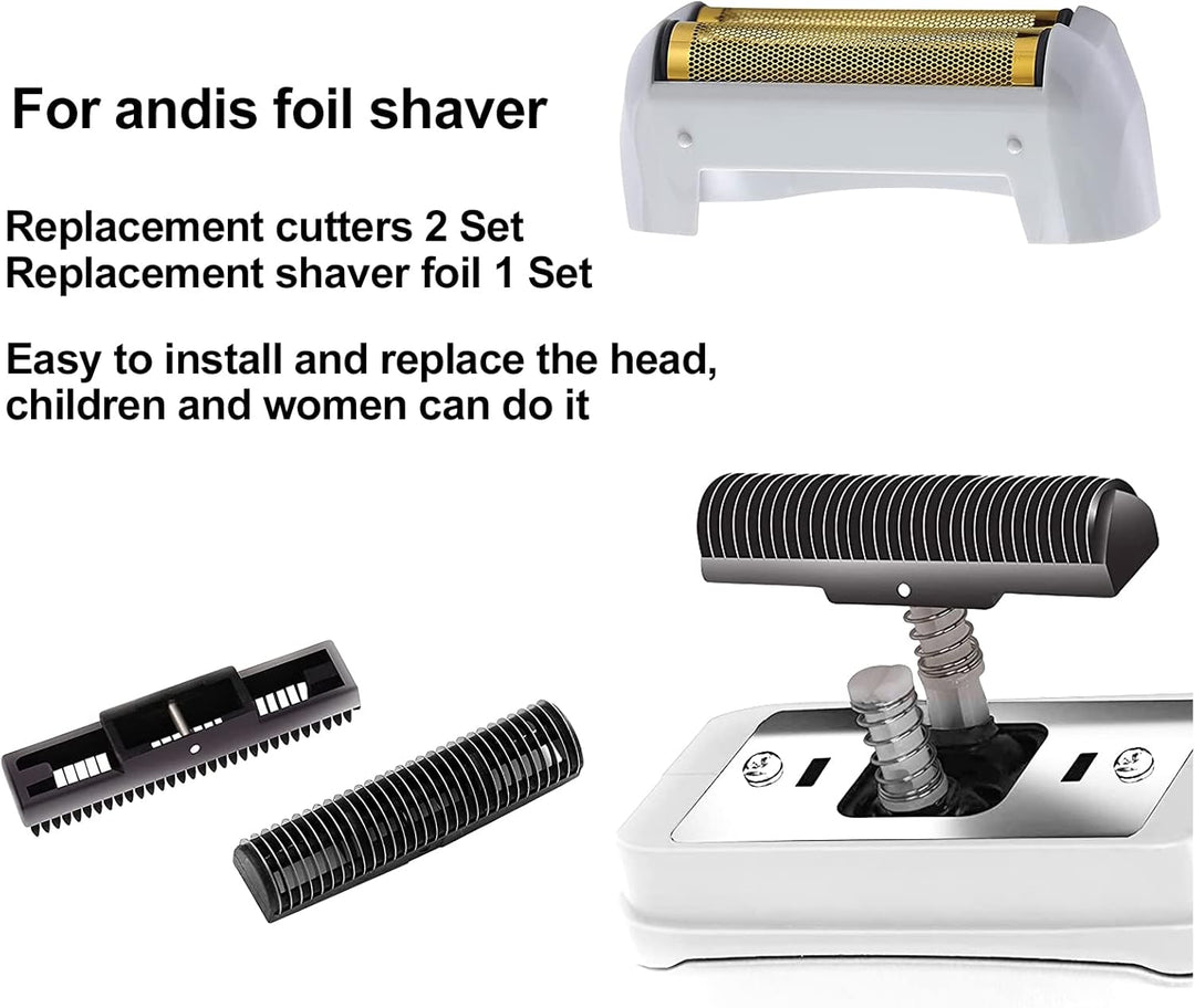 2er Pack Pro Shaver Ersatzfolie und Schneidemesser kompatibel mit andis 17150 (TS-1) Rasierer ProFoi