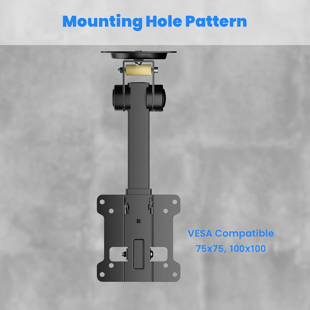 PureMounts TV Deckenhalterung für Fernseher, geeignet für 13-27 Zoll, klappbar, höhenverstellbar, sc