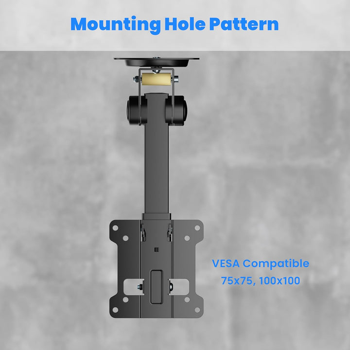 PureMounts TV Deckenhalterung für Fernseher, geeignet für 13-27 Zoll, klappbar, höhenverstellbar, sc