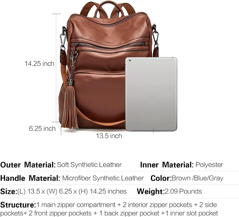 CLUCI Damen Rucksack Weiches Leder Gross Stylisch Frauen Designer Schultertasche Reiserucksack 2 in