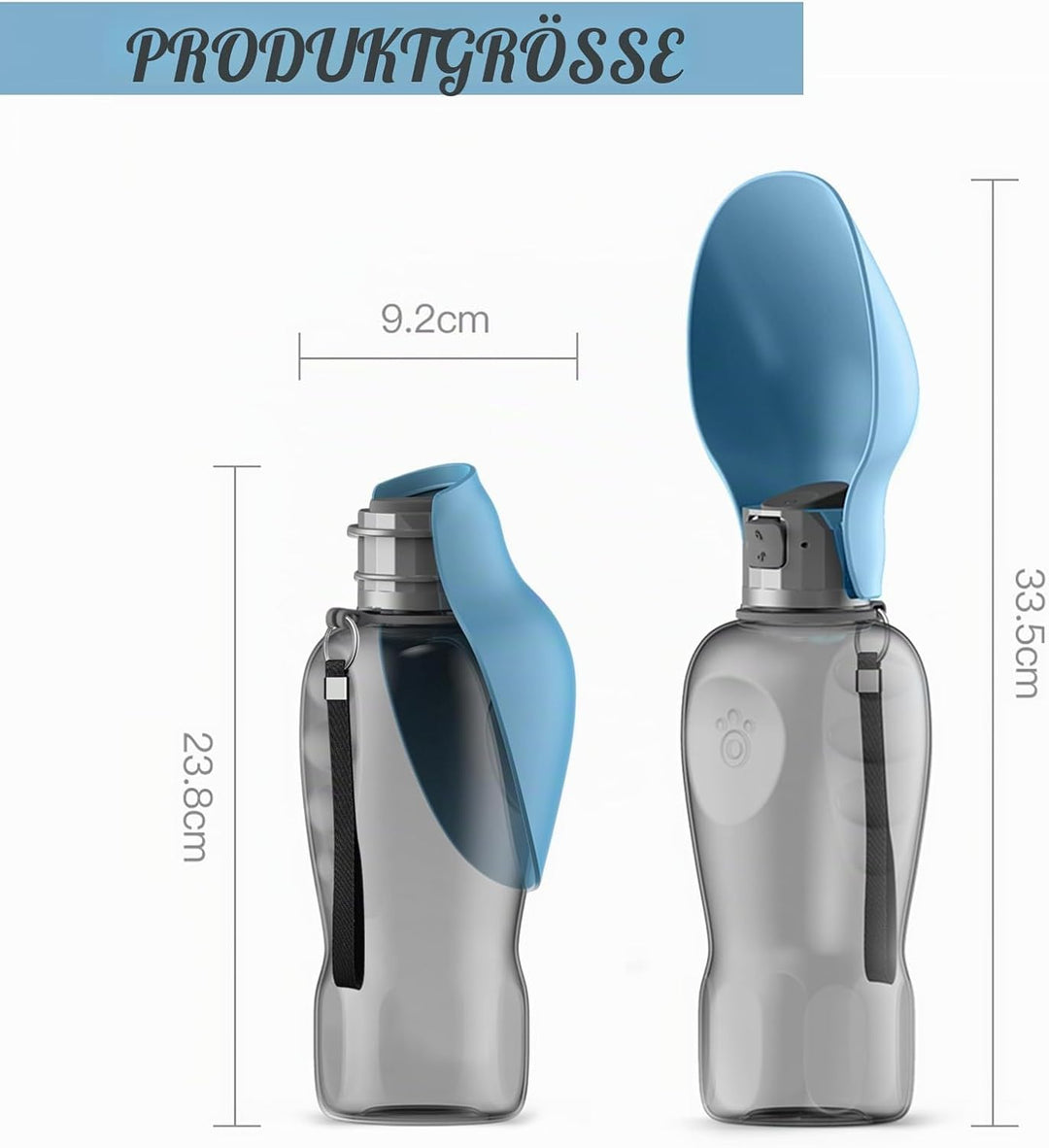 800ML Hunde Trinkflasche für Unterwegs, Auslaufsichere Wasserflasche für Hunde, Tragbare Haustier Hu