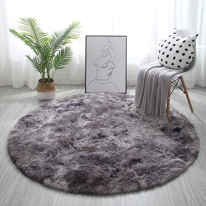 Tinyboy-hbq Runder Teppiche Hochflor Teppich wohnzimmerteppich Langflor Teppiche für Wohnzimmer flau