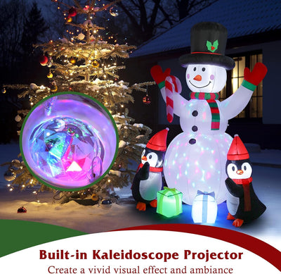 Lewondr Aufblasbare Weihnachtsdeko Aussen, 180cm Weihnachten Aufblasbarer Schneemann Beleuchtet Auss