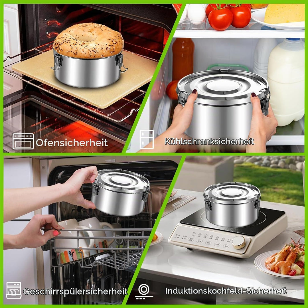 3 Stück Edelstahl Dose mit Deckel, 360ML Edelstahl Snackbox | Edelstahl Dosen, Metalldosen mit Decke