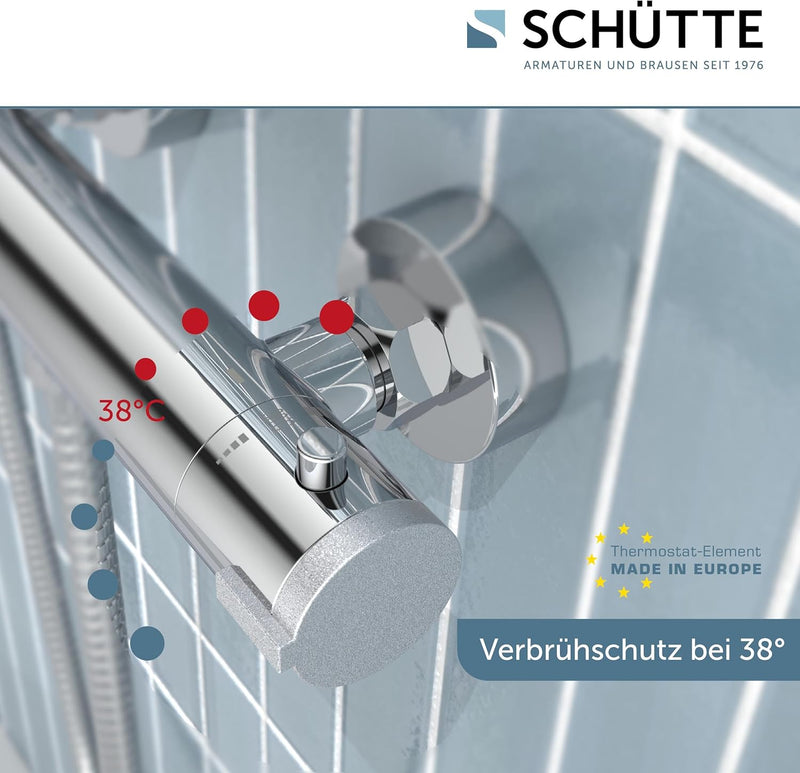 SCHÜTTE 52465 LONDON Thermostat Duscharmatur, Brausethermostat Brausearmatur, Mischbatterie mit Verb