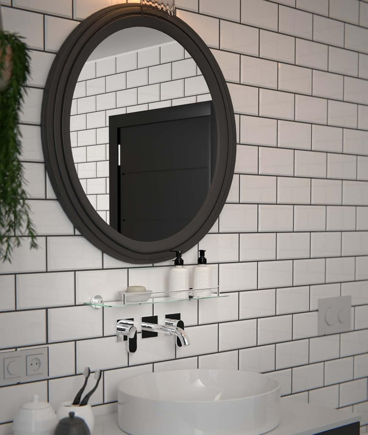 axentia Wandablage aus Glas mit verchromter Fassung als Badregal - Wandregal Bad & WC - Badablage fü