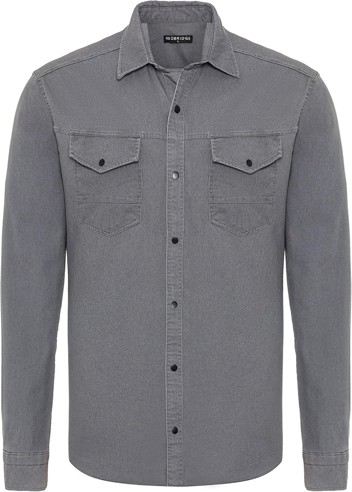 Redbridge Premium Denim Hemd Jeanshemd Baumwolle Casual S Grau, S Grau