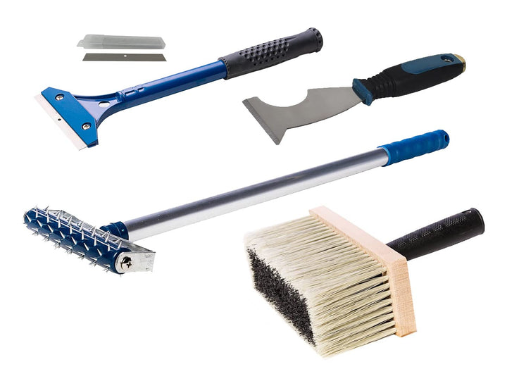 ASKON Tapetenentferner-Set - Tapetenablöse-Set - Tapezier-Set - 5teilig - Igelwalze - Tapentenschabe