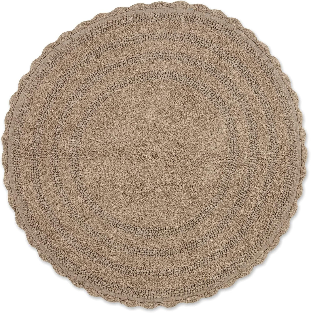 DII Crochet Collection Wende-Badematte, rund, 69,8 cm Durchmesser, Stein Round, 27.5" Diameter Stein