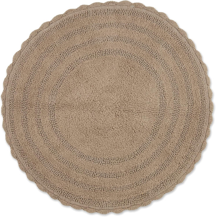 DII Crochet Collection Wende-Badematte, rund, 69,8 cm Durchmesser, Stein Round, 27.5" Diameter Stein