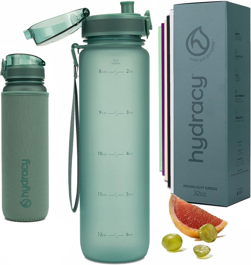 Hydracy Trinkflasche mit Fruchteinsatz - 1L Wasserflasche - BPA-freie Trinkflasche mit Zeitmarkierun