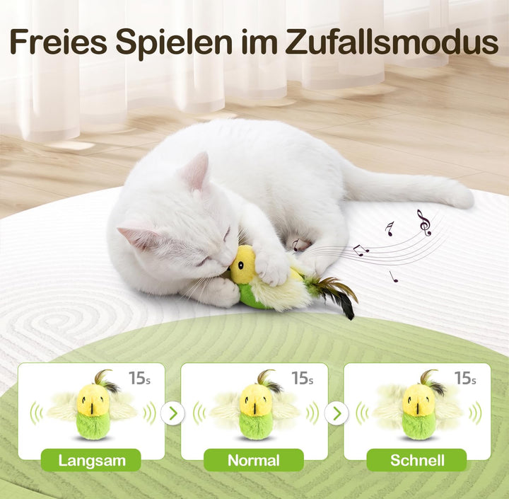 Migipaws Katzenspielzeug, elektrisches interaktives Katzenspielzeug,echte Flügel und Zwitschern wie