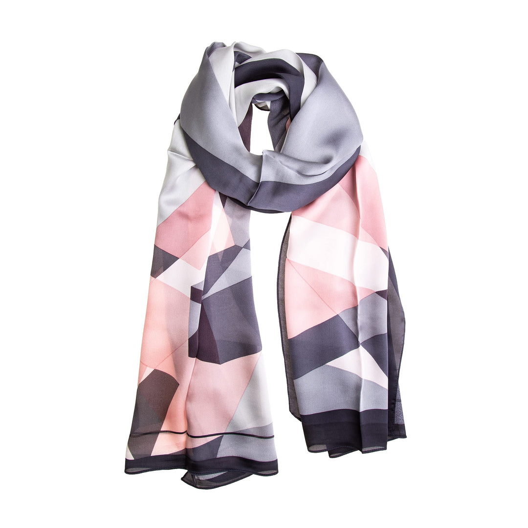 Tinitex Seidenschal Halstuch Schal Satin grau rosa 170x53cm