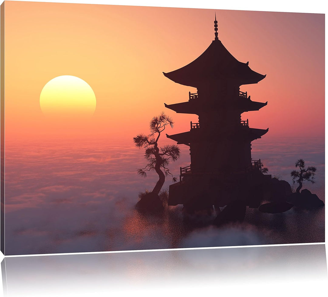 Pixxprint Buddhistischer Tempel in Asien als Leinwandbild/Grösse: 100x70 cm/Wandbild/Kunstdruck/fert