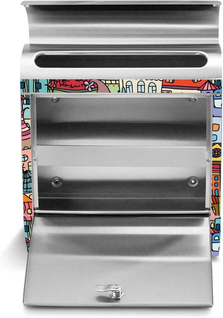 banjado Briefkasten Edelstahl 38x43x12cm & 2 Schlüssel - rostfreier Edelstahl Briefkasten mit Zeitun
