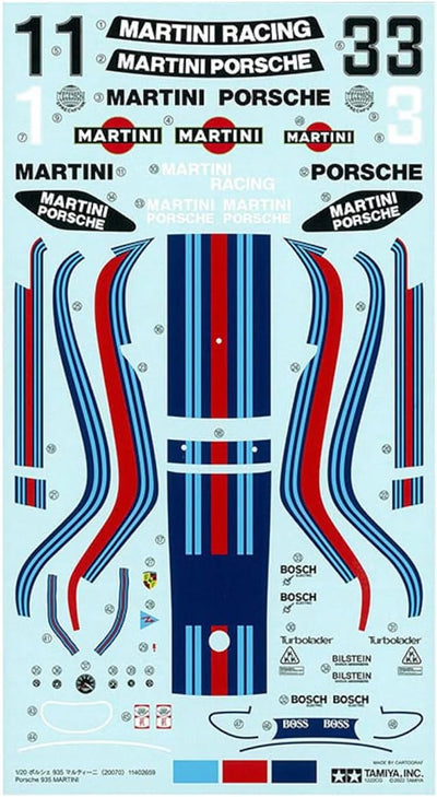 TAMIYA 20070 1:20 Porsche 935 Martini - Modellbau, Plastik Bausatz, Basteln, Hobby, Kleben, Plastikb