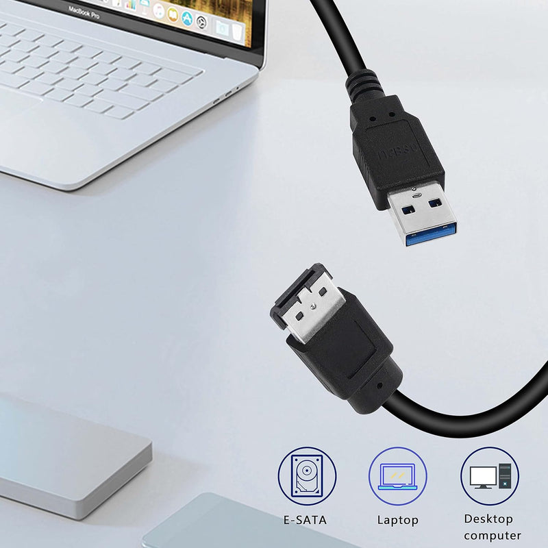 XMSJSIY USB zu eSATA Adapter Kabel 5Gbps USB 3.0 zu Power eSATA Konverter Kabel 5V für HDD/SSD/ODD L