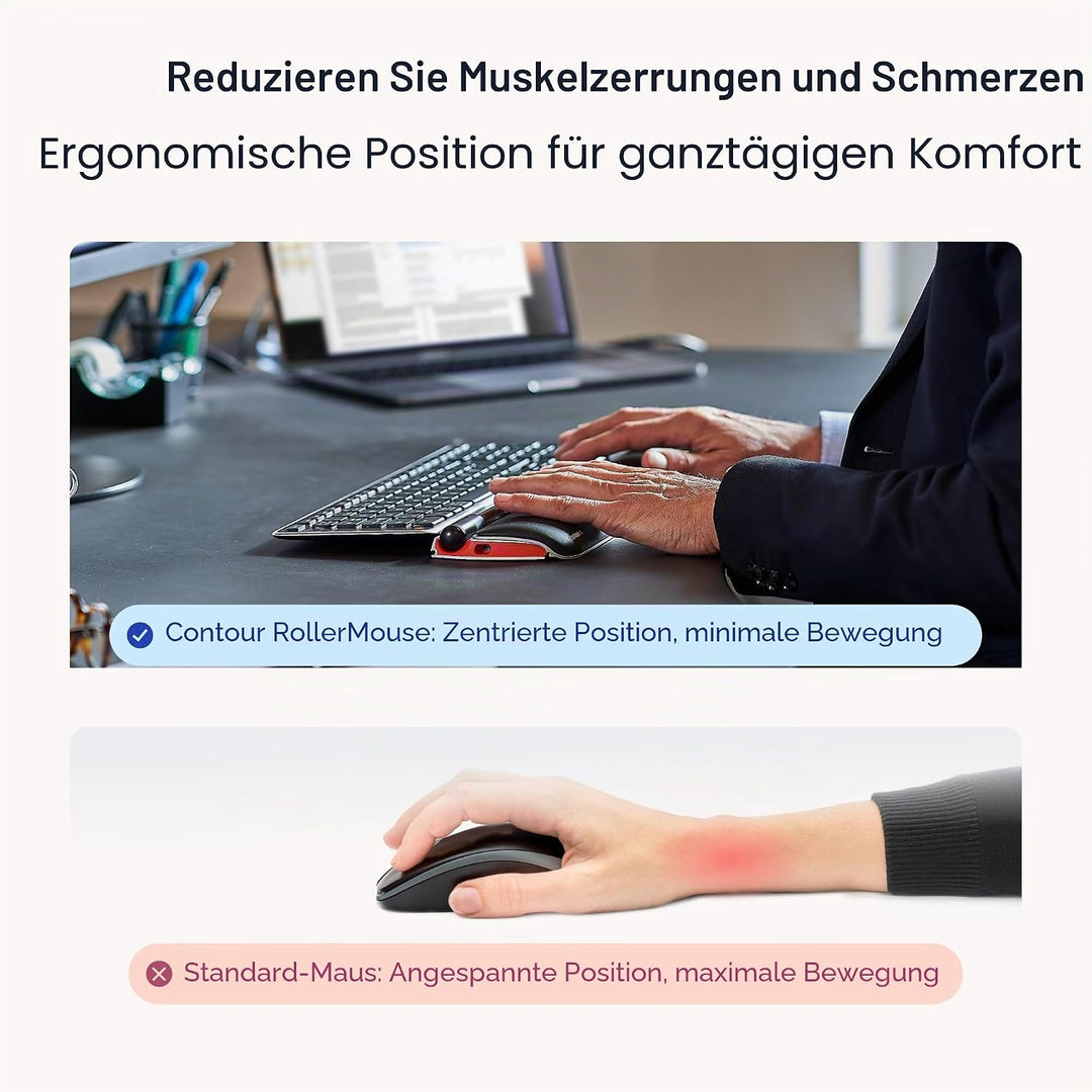 Contour RollerMouse Red Ergonomische Maus erweiterter Handgelenkstütze Memory Schaum, Ideal für RSI