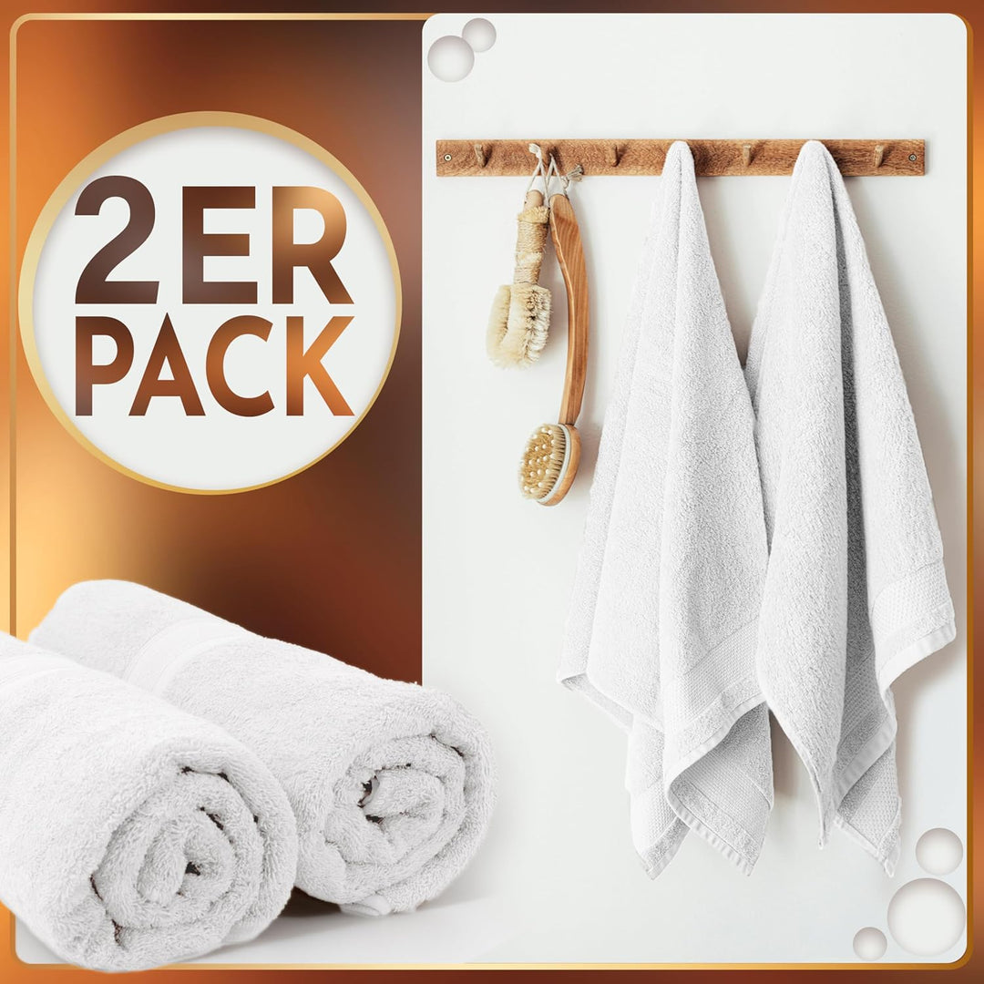 NatureMark 2er Pack Saunatuch 80 x 200 cm | Baumwolle luxuriöse Tücher | Wellnesstuch von extremer W