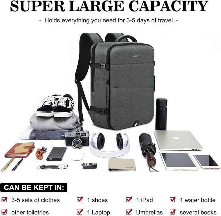 Lubardy 40L Laptop Rucksack Herren Wasserdicht 17.3 Zoll mit 3 Aufbewahrungstaschen Reiserucksack fü