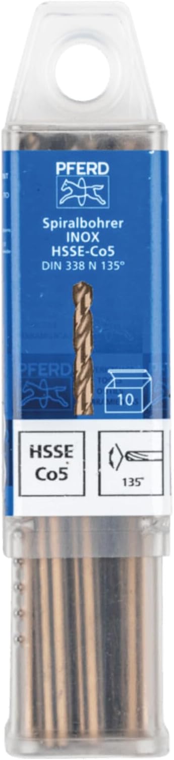 PFERD Spiralbohrer INOX, 10 Stück | Ø 5,5 mm, HSS-E Co5 N, DIN 338, 135° | 25203568 - für zähe und h
