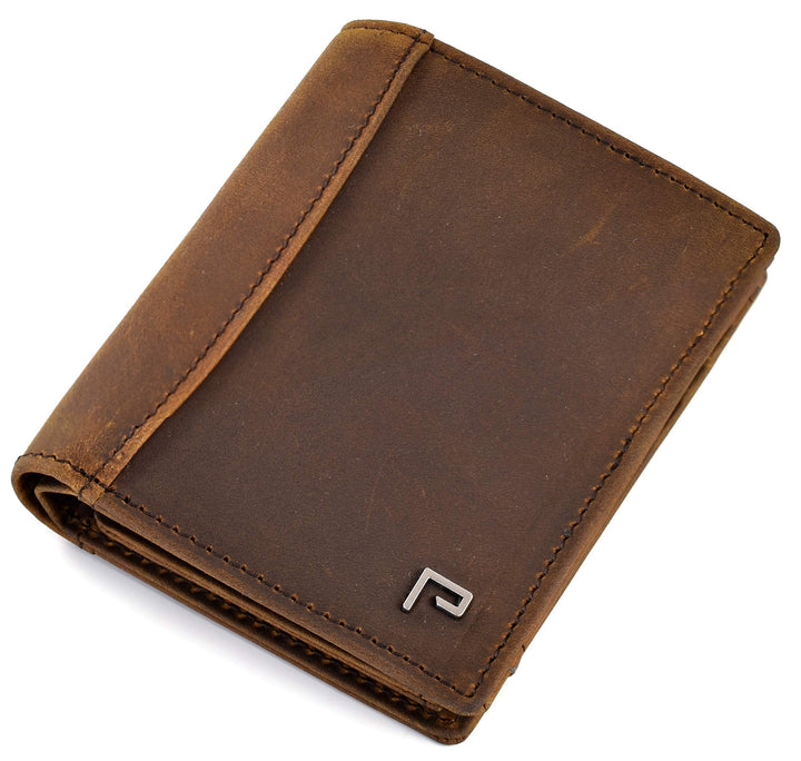 Portmonee Männer | Geldbörse Leder Herren RFID Schutz | mit Münzfach [Used-Look Vintage braun] Crazy