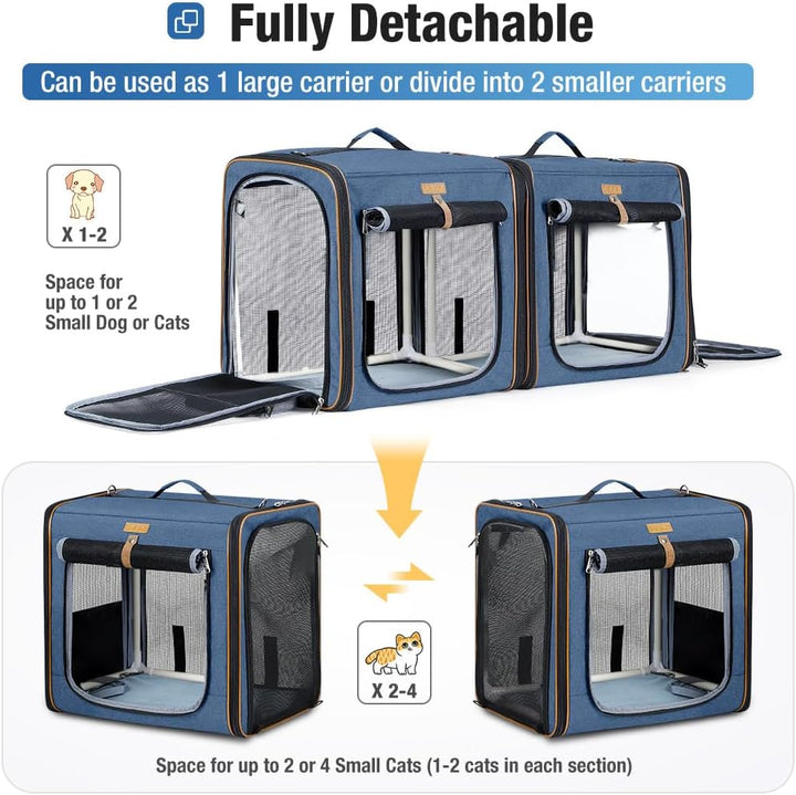 Lekeinchi 2-in-1 Hundebox Transportbox Katze für Mittelgrosses Haustier, Faltbare Katzentransportbox