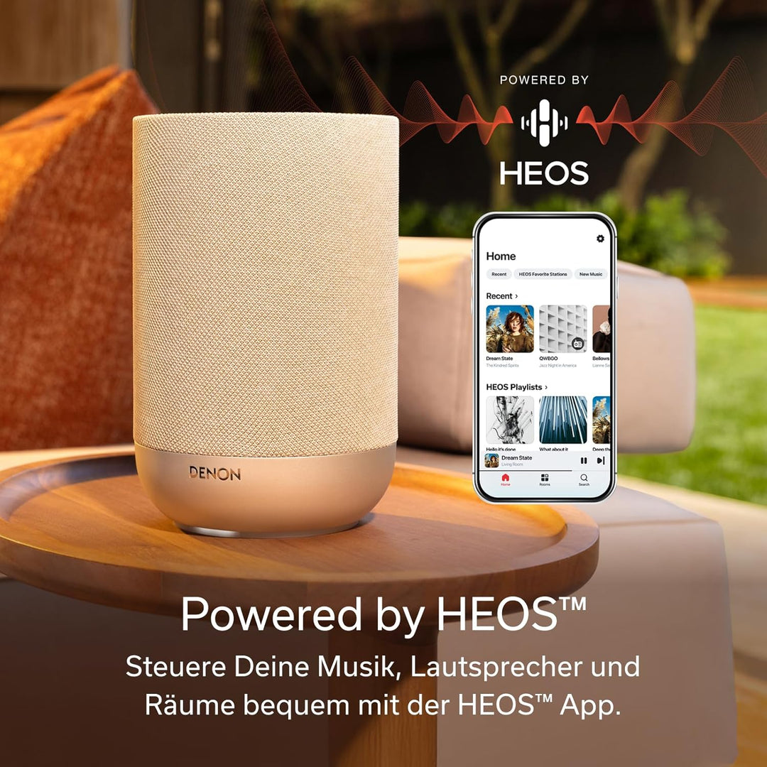 Denon Home 200 Smart Bluetooth Lautsprecher mit HEOS, Dolby Atmos Music, Musikbox Kabellos, Hi-Res A
