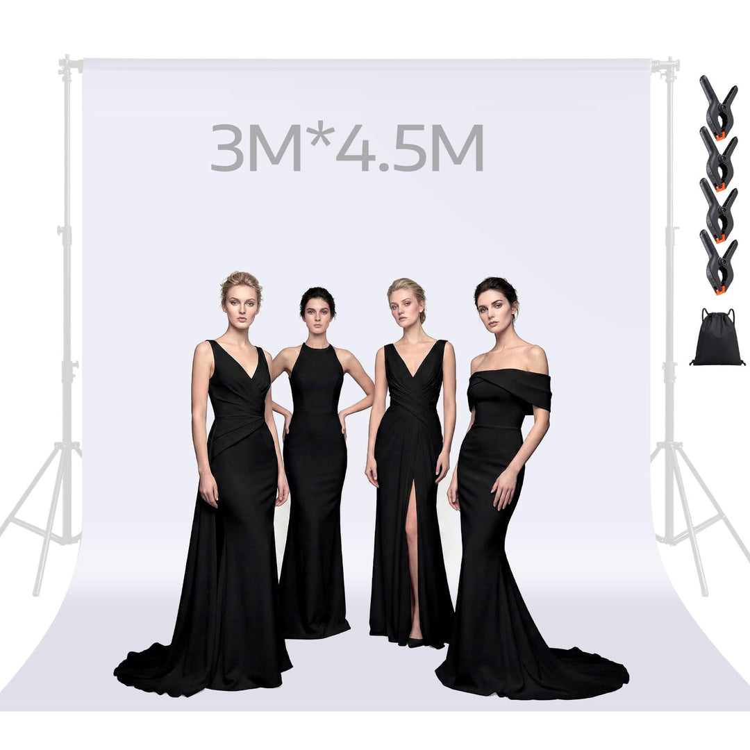 Spardar Foto Hintergrund, 3M X 4.5M Weiss Fotostudio Hintergrund mit 4 Klemmen, Faltbarer Fotohinter