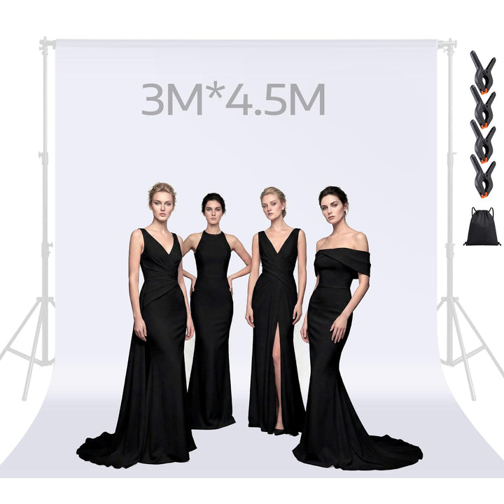 Spardar Foto Hintergrund, 3M X 4.5M Weiss Fotostudio Hintergrund mit 4 Klemmen, Faltbarer Fotohinter