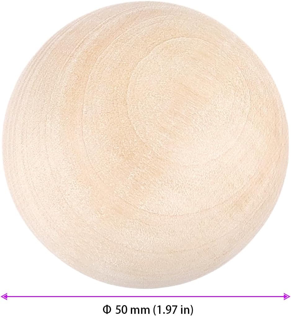 FUNSUEI 24 Holzkugeln 50mm, Runde Holz Kugel zum Basteln Verzieren